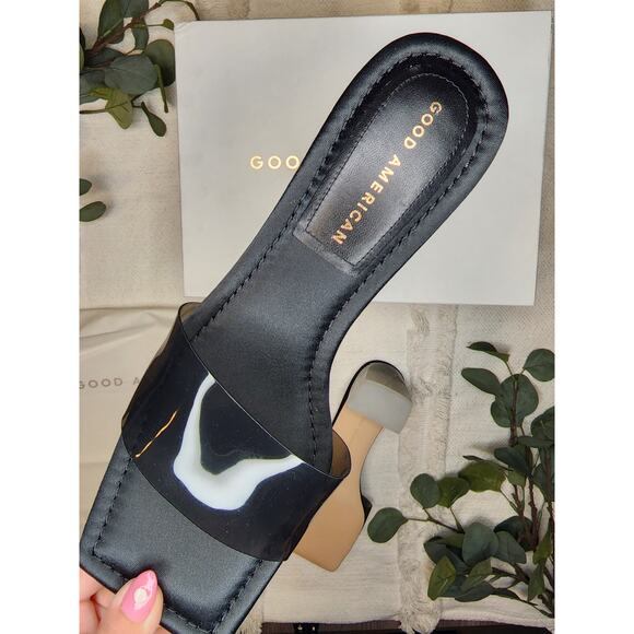 Good American Block Heel Slide Sandal in Black - Picture 8 of 8